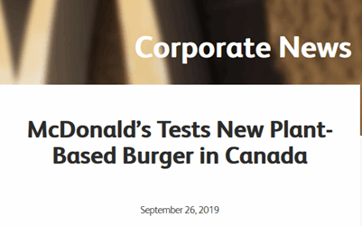 Mc Donald's statement in Canada