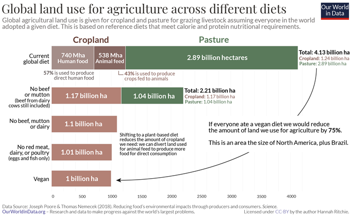 Global land use for agriculture across different diets