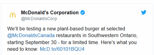 Mc Donald's tweet