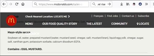 Mc Donald's statement about mayonnaise