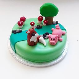 Vegan παιδική τούρτα με ζωάκια και δέντρο.